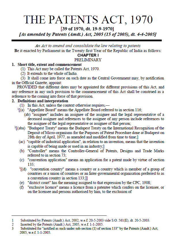 14. The Patents Act, 1970
