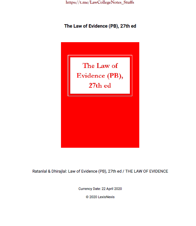 Law of Evidence by Ratanlal & Dhirajlal (27th Edition)
