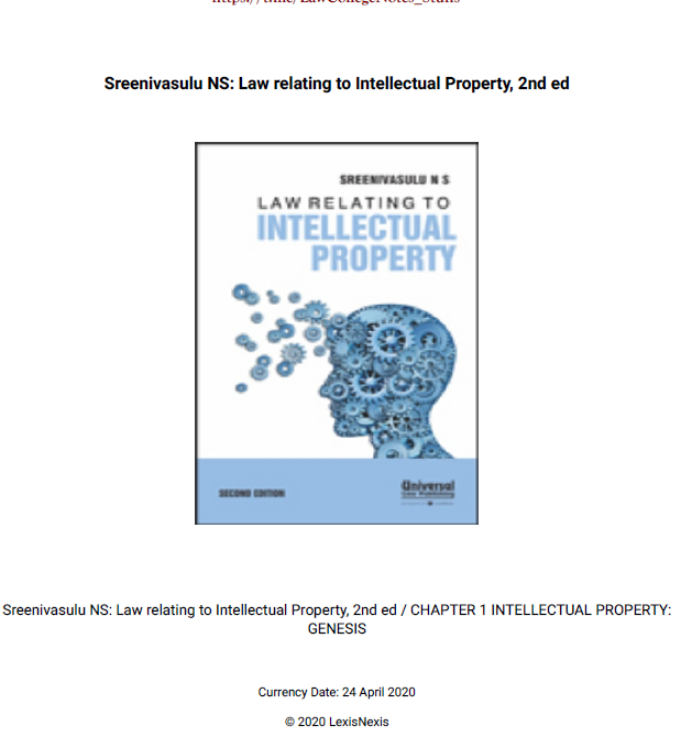 Law of IPR by Sreenivasulu NS (2nd Edition)