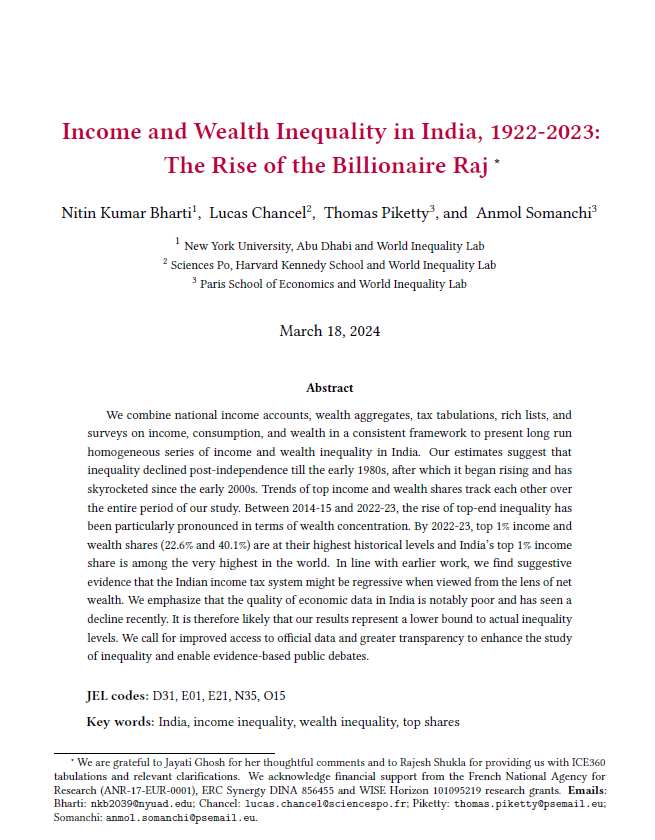 WorldInequalityLab_WP2024_09_Income-and-Wealth-Inequality-in-India-1922-2023_Final